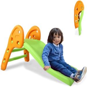 Mobiclinic® Kids, Scivolo per bambini, Dino, Pieghevole, Bordi arrotondati, Pioli antiscivolo, Massimo 35 kg, Stabile, Sicuro, Facile da montare, Interno ed esterno, Verde e arancione