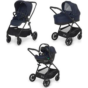 Foppapedretti Trio Divo I-Size, Sistema Modulare Combinato per Bambini, Navicella Passeggino e Seggiolino auto I-Size, Chiusura Self Standing, conforme ECE R129, Maneggevole Compatto Leggero, Marine