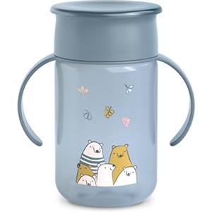 Suavinex, Tazza didattica per bambini, con sistema antigoccia 360 antimacchia con manici e coperchio, lavabile in lavastoviglie e adatta al microonde, 340 ml, per bambini +12 mesi, My Family blu