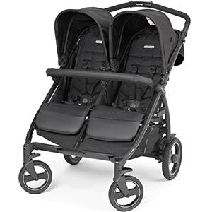 Peg Perego Book For Two - Passeggino Gemellare dalla Nascita, Travel System, Chiusura Compatta, Ruote Soft Ride, Ardesia