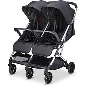 Babify Twin Air Passeggino gemellare, leggero e compatto, omologato fino a 22 kg, passeggino doppio Soft Grey