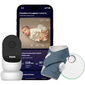 Owlet Dream Duo 2 - Baby Monitor Intelligente: Dream Sock e Owlet Cam 2 - Monitoraggio in tempo reale dei parametri vitali e visualizzazione video HD - Blue Avio