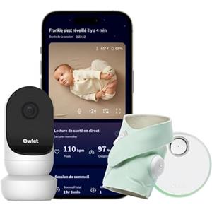 Owlet Dream Duo 2 - Baby Monitor Intelligente: Dream Sock e Owlet Cam 2 - Monitoraggio in tempo reale dei parametri vitali e visualizzazione video HD - Verde Menta