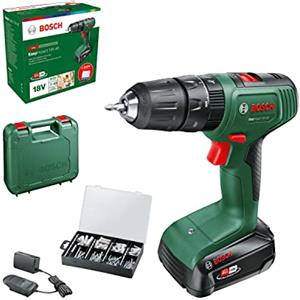 Bosch Home and Garden Trapano con percussione a batteria EasyImpact 18V-40 (1 batteria da 2,0 Ah, sistema 18 volt, set di fissaggio da 173 pz, in custodia), Mandrino 13mm - Amazon Exclusive