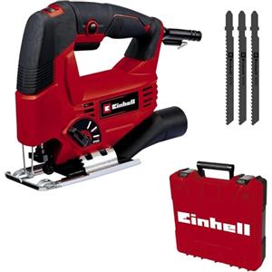 Einhell Seghetto alternativo TC-JS 80/1 Kit (550 W, altezza di sollevamento 20 mm, movimento pendolare, profondità di taglio 80 mm in legno, 10 mm in acciaio, 3.000 min-1, incl. 3x lame attacco a T)