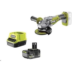 Ryobi R18AG7-150GZ, Smerigliatrice Angolare a Batteria 18V ONE+, 1 Batteria al Litio 5.0Ah + Caricatore Rapido 2.0A, 3 Posizioni di Impugnatura, 11.000 giri/min, Borsa con 1 Mola