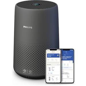 Versuni Philips Purificatore d'Aria Serie 800i, 49m2, Filtro HEPA & Carbone Attivo, Rimuove Fino Al 99,5% Di Virus & Aerosols Dall'Aria (1), Nero (AC0850/11)