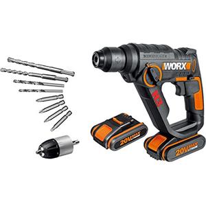 WORX WX390.1 H3 Martello Pneumatico, Trapano e Avvitatore 20V - 2 Batterie da 20V da 2,0Ah Li-Ion