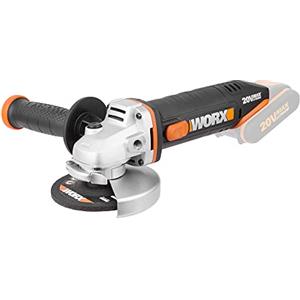 WORX WX800.9 Smerigliatrice Angolare a Batteria 20V, Impugnatura Supplementare, 8.600 giri/min, Diametro del Disco 115 mm - Solo Corpo Macchina, Senza Batteria, Caricabatterie e Accessori