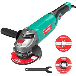 HYCHIKA BETTER TOOLS FOR BETTER LIFE Smerigliatrice Angolare 1200W, HYCHIKA Mototroncatrice 3000-10000RPM con 6 Velocità, 5 Mole da 125 mm, Perfetta per Levigare e Lucidare