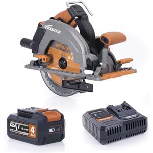 Evolution Power Tools R185CCS-Li Sega circolare a batteria senza spazzole 18v Li-Ion Lama multimateriale TCT, taglia legno, metallo, plastica, guida inclusa, batteria e caricabatterie inclusi, 185mm