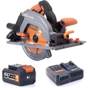 Evolution Power Tools R185CCSX-Li Sega circolare a batteria compatibile con i binari 18v Li-Ion Include lama multimateriale, taglia legno, metallo, plastica, batteria e caricabatterie inclusi, 185 mm