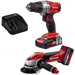 Einhell 4257211 Trapano Avvitatore e Smerigliatrice Angolare a Batteria, Nero, Grigio, Rosso