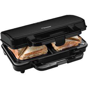 Bestron XL macchina per sandwich, tostapane con rivestimento antiaderente per 2 sandwich, incl. controllo automatico della temperatura e indicatore di pronto, collezione Black label, colore: nero/rame