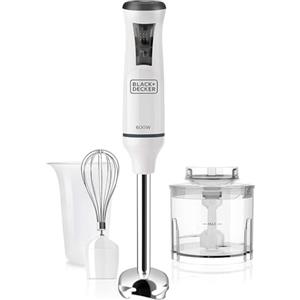 BLACK+DECKER BXHBA600E Frullatore a Immersione, 600 W, Acciaio Inox, Bianco