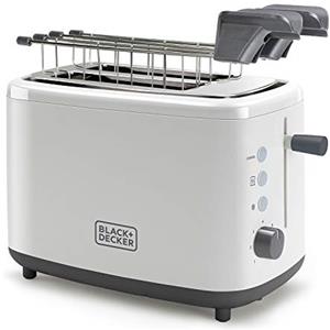 Black+Decker BXTOA820E - Tostapane 820W. 2 slot larghi. 7 livelli di tostatura. Pinze estraibili. Funzioni: Annulla, Riscalda e Scongela. Vassoio raccoglibriciole. Piedini antiscivolo. Bianco