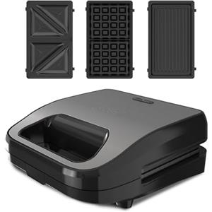 Black+Decker - Piastra 3 in 1 BXSA754E | 750W | Piastre Intercambiabili Sandwich | Grill e Waffle | Tecnologia Easy Eject | Antiaderente | Riscaldamento Ultrarapido | Tocco Freddo | LED Luminoso