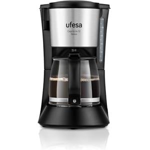 Ufesa CG7125 Capriccio 12 Delux Macchina Caffè Americano, 12 tazze, 680 W, Brocca 1,2 L, Filtro Permanente, Piastra Riscaldante Antiaderente, Sistema Salvagoccia, Auto Stop, Finiture in Acciaio Inox