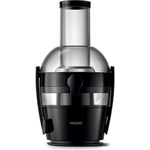 Versuni Philips Viva Collection Centrifuga, Estrattore di Succo da 800 W, Capacità 2 L, Tecnologia QuickClean, Contenitore per Succhi Incluso, Plastica, Chiaro, Nero (HR1856/70)