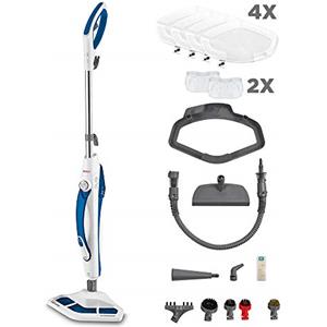 Polti Vaporetto SV460 Double, Scopa a Vapore 2 in 1 con Pulitore Portatile, Potenza Max 1500 W, 17 Accessori Inclusi, Riscaldamento in 15 Secondi, Serbatoio Estraibile, Bianco e Blu