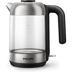 Versuni Philips Bollitore Elettrico HD9339/80 in Vetro trasparente, con Spia luminosa LED blu, Capacità 1,7 L