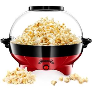 Gadgy Macchina Popcorn | Macchina per Pop Corn ad Aria Calda l Preparazione Salutare, Senza Olio o Grassi l Macchina Pop Corn con Misurino e Coperchio Superiore Rimovibile l Rivestimento Rosso Retrò