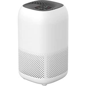 Amazon Basics - Purificatore d'aria, copre ambienti fino a 12 m2, con filtri True HEPA e ai carboni attivi, CADR 100 m3/h, rimuove il 99,97% di allergie a pollini, polvere, fumo, timer, Bianco