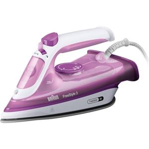 Braun FreeStyle 3 FI3124PU, Ferro da Stiro con 5 Anni di Assistenza, Tecnologia FreeGlide 3D, 170g/min, Piastra SuperCeramic, Auto Spegnimento, Serbatoio 270ml, 2400W, Viola