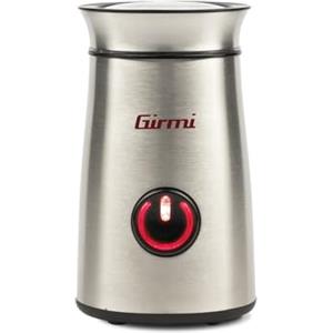 Girmi MC01 Macinacaffe, 150 W, Corpo Inox, Capacità 50gr, Funzionamento PULSE, Macina spezie e caffè, Lame Inox, Pulsante retro-illuminato, Base con avvolgicavo