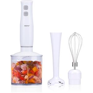 alpina Set Frullatore a Immersione - Tritatutto da Cucina Elettrico - Hand Blender Frusta - Mixer Cucina 400 W - Bianco