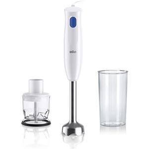 Braun MultiQuick 1 MQ10.201MWH con 5 ANNI DI ASSISTENZA, Frullatore ad Immersione Leggero, Tecnologia EasyTwist, Tritatutto da 350ml e Bicchiere da 600ml Inclusi, 450W, Bianco