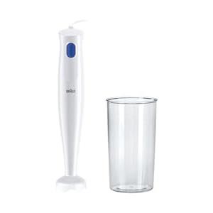 Braun Frullatore a Immersione MQ10.001PWH + Bicchiere graduato 600ml, 5 ANNI DI ASSISTENZA, Leggero, Sistema EasyTwist per cambiare facilmente accessorio, Tecnologia Splash Control niente schizzi