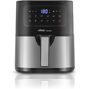 Ufesa Condor Friggitrice Aria senza Olio, Air Fryer da 4,5L, Acciaio Inox, 10 programmi, 1600 W, Digitale, Timer, Temperatura 80ºC - 200ºC, Senza BPA e PFOA, Vassoio e Cestello Antiaderenti