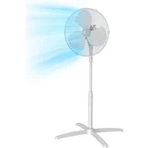 Midea FS40-20M Ventilatore a Piantana 40W Altezza Regolabile Ventilatore Silenzioso 3 Livelli di Velocità, Oscillazione 80°, Colore Bianco