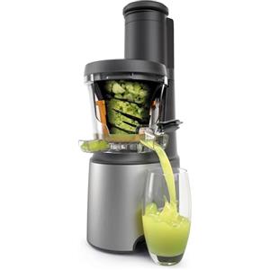 Kenwood PureJuice XL JMP85.​000SI, Estrattore Frutta e Verdura con Contenitore Polpa e Brocca per Succo da 1L, Tubo di Alimentazione XL, Tappo Antigoccia, Potenza 230W, Argento