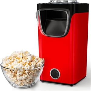 Gadgy Macchina Popcorn | Macchina per Pop Corn ad Aria Calda l Preparazione Salutare, Senza Olio o Grassi l Macchina Pop Corn con Misurino e Coperchio Superiore Rimovibile l Rivestimento Rosso Retrò