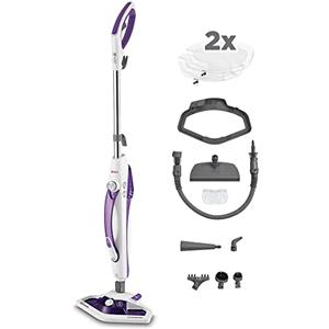 Polti Vaporetto SV440 Double, Scopa a Vapore 2 in 1 con Pulitore Portatile, Potenza Max 1500 W, 11 Accessori Inclusi, Riscaldamento in 15 Secondi, Serbatoio Estraibile, Bianco e Viola