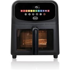 RGV R.G.V. Friggitrice ad aria con finestra, 6 LT, 12 funzioni, 80% Meno Olio, 1700W, 60-200°C, Display digitale touch screen, cestello con doppio vetro, cottura sana e rapida, minor consumo, timer 90 min