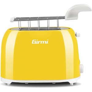 Girmi TP10 Tostapane, 750 W, Pinze Inox, 7 livelli di cottura, Raccogli briciole, Spegnimento automatico, Giallo