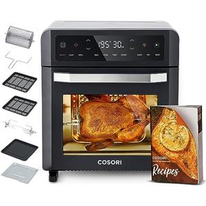 COSORI Friggitrice ad Aria 12 Litri, Forno Elettrico, Doppia Riscaldamento, 11 Funzioni Preimpostate, 1800W, 30-220°C, Con 7 Accessori, Argento, CAF-R121