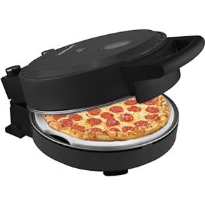 Bestron Forno per pizza croccante in 5 - 10 minuti, forno elettrico per pizza con temperatura massima fino a 320 °C, con pietra refrattaria e 2 grandi spatole in legno, Black Label, colore: nero opaco