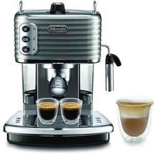 De'Longhi SCULTURA ECZ351.GY Macchina da Caffè Espresso Manuale e Cappuccino,Caffè in Polvere e in Cialde E.S.E.,SPEGNIMENTO AUTOMATICO, Serbatoio Estraibile da 1.4L,Potenza 1100W, Scaldatazze, Grigio