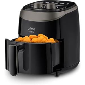 Ufesa Panther, Friggitrice Aria Senza Olio 3,5L, 8 programmi, 1200 W, Timer, Temperatura 80ºC - 200ºC, BPA e PFOA Free, Vassoio e Cestello Antiaderenti, Nero