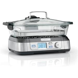 Cuisinart Cookfresh Professional Glass Food Steamer | 1L d'acqua, senza BPA, vassoio per la cottura a vapore, 2 contenitori versatili | Display digitale | Funzioni Riscalda, Mantieni caldo, Pausa