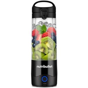 Nutribullet Leggero Frullatore Portatile, 475ml BPA Free Tritan, Mini Frullatore, Lama a 4 Punte in Acciaio Inox, Frullatore Multifunzione, Caricatore USB-C, Oltre 15 Cicli Frullatura, NBP003B, Nero