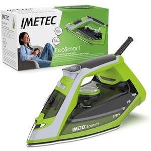 Imetec EcoSmart, Ferro da stiro a vapore, risparmio energetico fino a -20% di energia e -50% di acqua, piastra Glide Ceramic superscorrevole, 2200 W, Colpo vapore 180 g, anticalcare