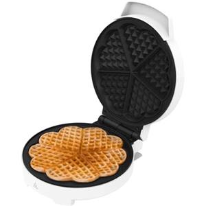 Cecotec Macchina per Waffle Elettrica Fun Gofrestone Round. 1000 W, Finiture in Acciaio Inox, 1-5 Waffle, Forma a Cuore o 1 Grande, Piastra Antiaderente, Cottura Uniforme, Indicatore Luminoso.