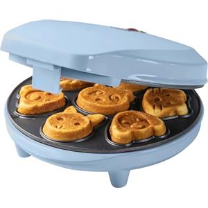 Bestron Waffle Maker con motivi di animali, piastra per Waffle mini biscotti a cialda, indicatoro luminso & rivestimento antiaderente, 700 watt, colore: Blu