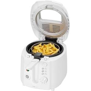 Wintem Friggitrice Bianca con Rivestimento Antiaderente da 2L 1800W con Olio - Timer Fino a 60min e Temperatura Regolabile da 80 a 200° per un Ottimo Controllo del Cibo - Facile da Pulire