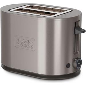 Black+Decker - Tostapane BXTO901E 900W | 2 Fessure con Auto Centratura | 7 Livelli di Tostatura | 3 Bande Mica Incandescenti | 3 Funzioni Integrate | Vassoio Raccoglibriciole Rimovibile | Acciaio Inox